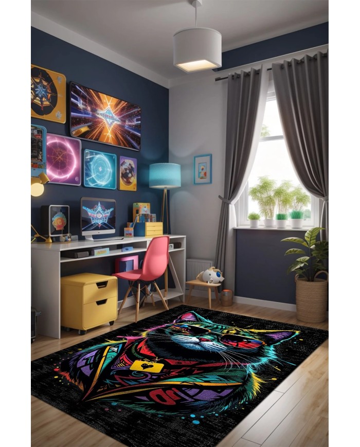 Cater Oyuncu Odası Halısı Kadife Kaymaz Pamuk Tabanlı Yıkanabilir Antibakteriyel Gamer