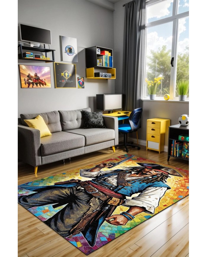 Colaf Oyuncu Odası Halısı Kadife Kaymaz Pamuk Tabanlı Yıkanabilir Antibakteriyel Gamer