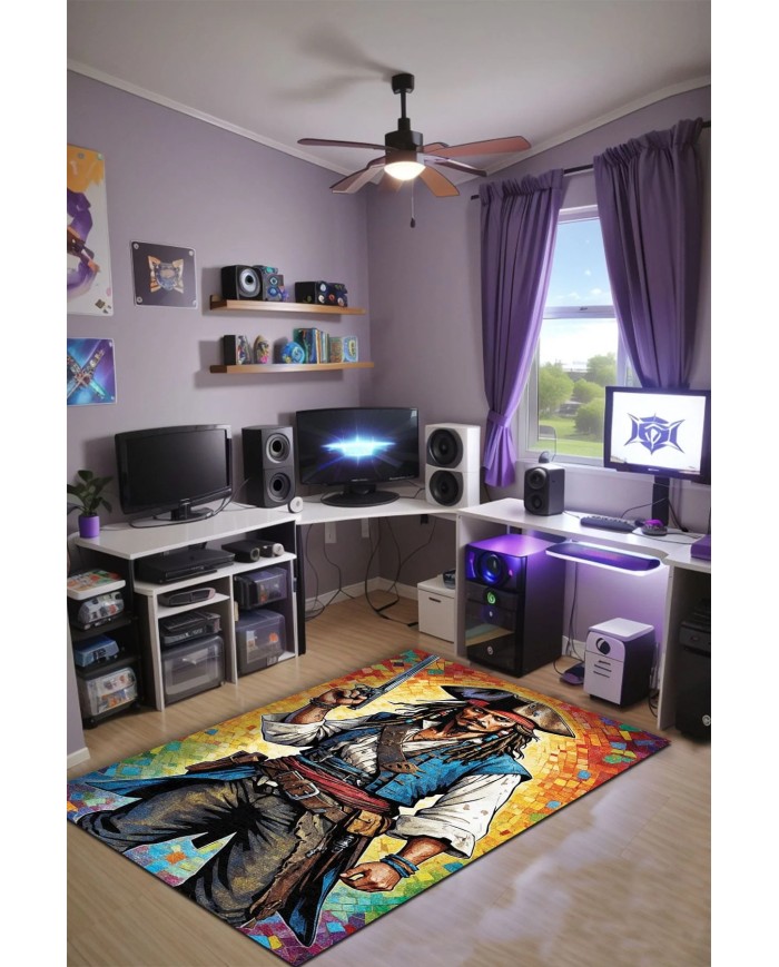 Colaf Oyuncu Odası Halısı Kadife Kaymaz Pamuk Tabanlı Yıkanabilir Antibakteriyel Gamer