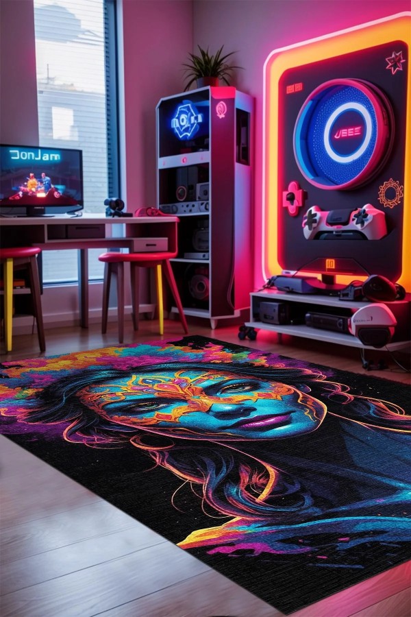 Colors Oyuncu Odası Halısı Kadife Kaymaz Pamuk Tabanlı Yıkanabilir Antibakteriyel Gamer Colors Oyuncu Odası Halısı Kadife Kaymaz Pamuk Tabanlı Yıkanabilir Antibakteriyel Gamer