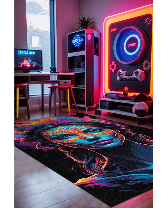 Colors Oyuncu Odası Halısı Kadife Kaymaz Pamuk Tabanlı Yıkanabilir Antibakteriyel Gamer