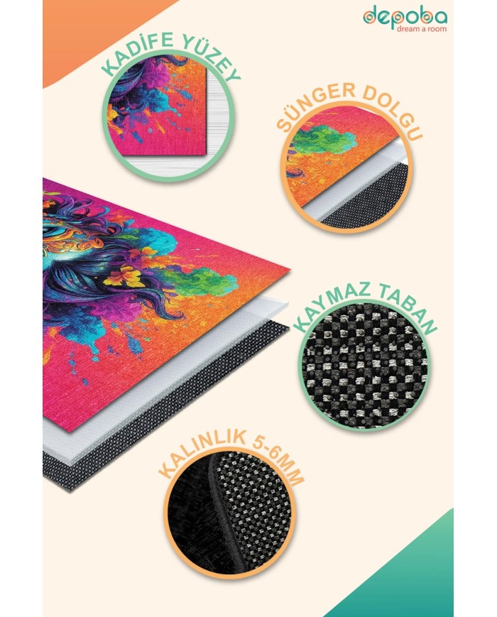 Drawe Oyuncu Odası Halısı Kadife Kaymaz Pamuk Tabanlı Yıkanabilir Antibakteriyel Gamer