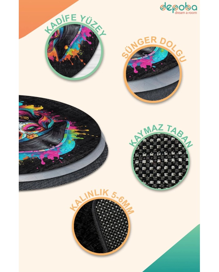 Mosai Oyuncu Odası Halısı Kadife Kaymaz Pamuk Tabanlı Yıkanabilir Antibakteriyel Gamer