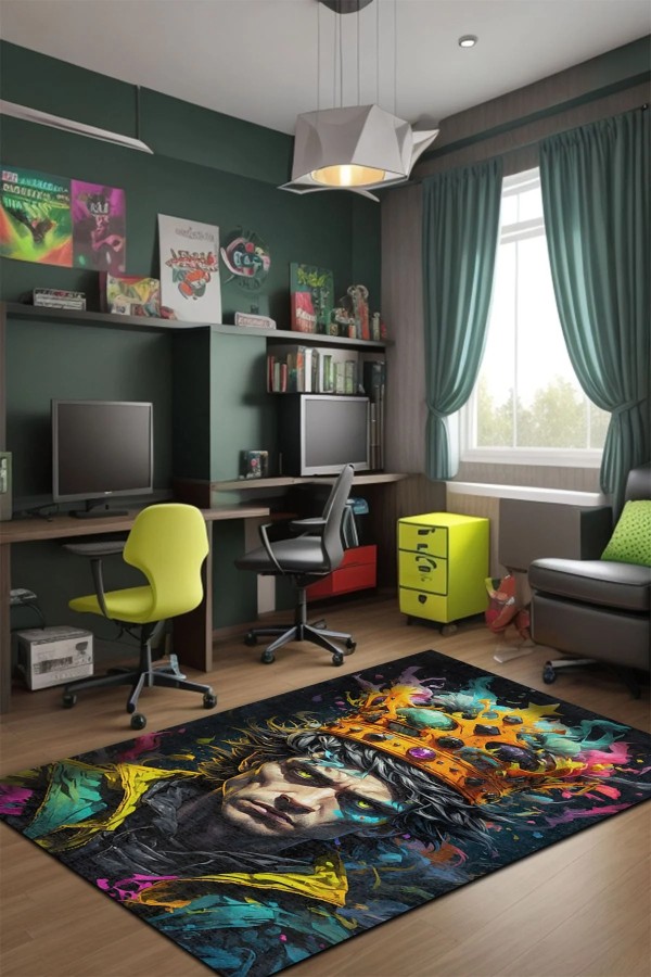 Punks Oyuncu Odası Halısı Kadife Kaymaz Pamuk Tabanlı Yıkanabilir Antibakteriyel Gamer Punks Oyuncu Odası Halısı Kadife Kaymaz Pamuk Tabanlı Yıkanabilir Antibakteriyel Gamer