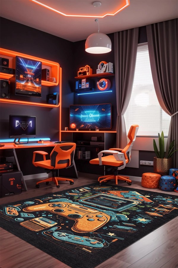 Ready Oyuncu Odası Halısı Kadife Kaymaz Pamuk Tabanlı Yıkanabilir Antibakteriyel Gamer Ready Oyuncu Odası Halısı Kadife Kaymaz Pamuk Tabanlı Yıkanabilir Antibakteriyel Gamer