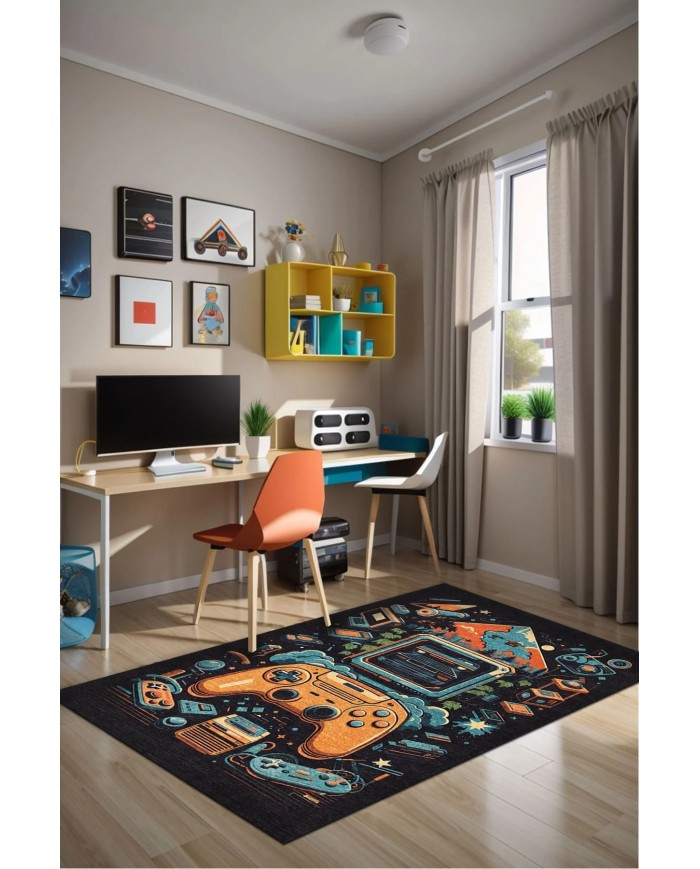 Ready Oyuncu Odası Halısı Kadife Kaymaz Pamuk Tabanlı Yıkanabilir Antibakteriyel Gamer