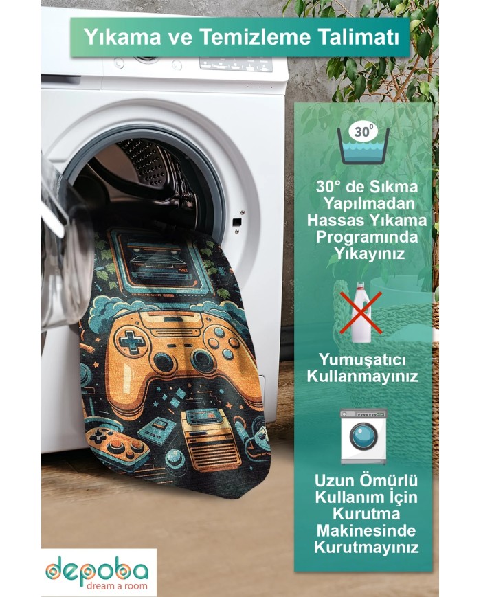 Ready Oyuncu Odası Halısı Kadife Kaymaz Pamuk Tabanlı Yıkanabilir Antibakteriyel Gamer