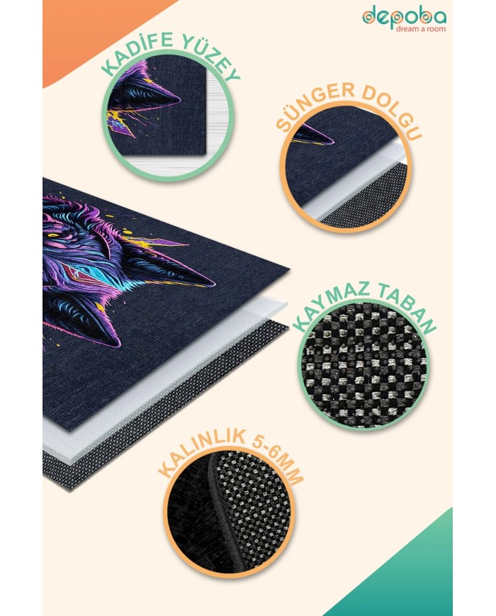 Tulen Oyuncu Odası Halısı Kadife Kaymaz Pamuk Tabanlı Yıkanabilir Antibakteriyel Gamer