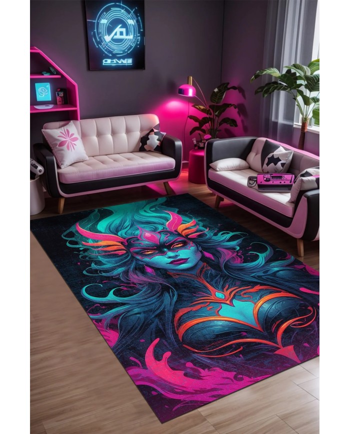 Vamps Oyuncu Odası Halısı Kadife Kaymaz Pamuk Tabanlı Yıkanabilir Antibakteriyel Gamer