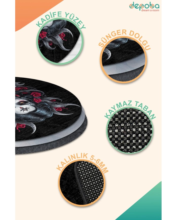 Wampe Oyuncu Odası Halısı Kadife Kaymaz Pamuk Tabanlı Yıkanabilir Antibakteriyel Gamer