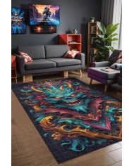 Zeura Oyuncu Odası Halısı Kadife Kaymaz Pamuk Tabanlı Yıkanabilir Antibakteriyel Gamer