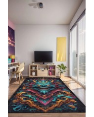 Zeura Oyuncu Odası Halısı Kadife Kaymaz Pamuk Tabanlı Yıkanabilir Antibakteriyel Gamer