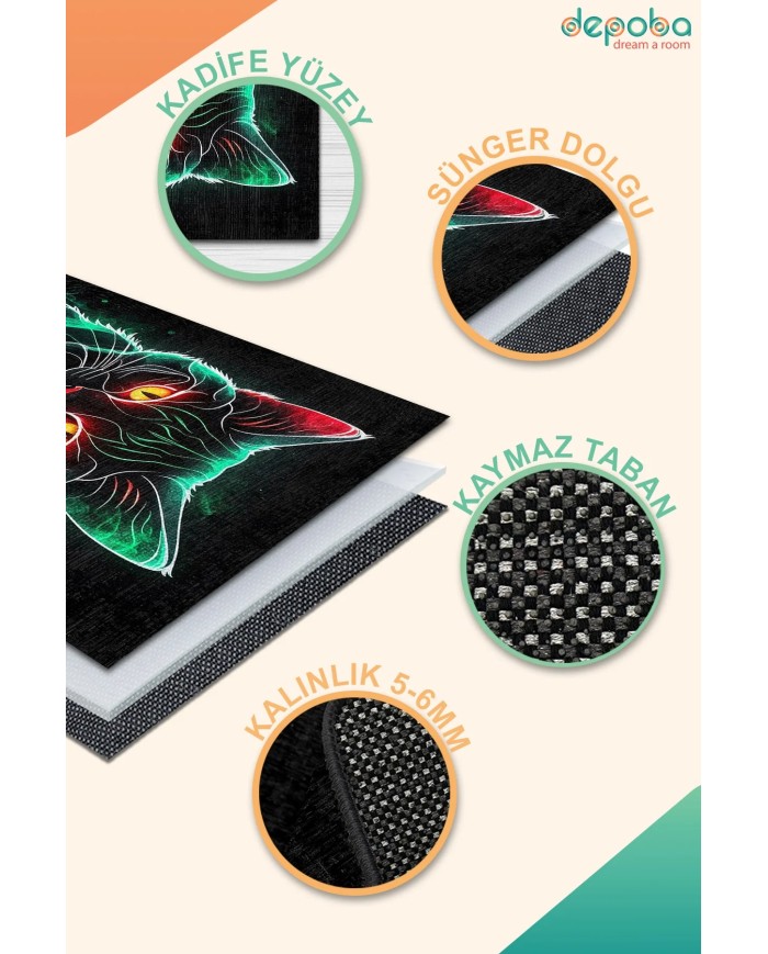 Zonar Oyuncu Odası Halısı Kadife Kaymaz Pamuk Tabanlı Yıkanabilir Antibakteriyel Gamer