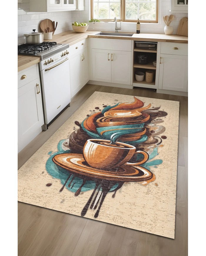 Alese Kadife Yıkanabilir Kaymaz Pamuk Tabanlı Antibakteriyel Mutfak Halısı