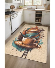 Alese Kadife Yıkanabilir Kaymaz Pamuk Tabanlı Antibakteriyel Mutfak Halısı