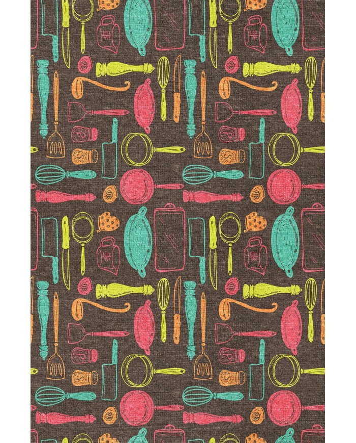 Azera Kadife Yıkanabilir Kaymaz Pamuk Tabanlı Antibakteriyel Mutfak Halısı