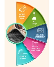 Cofs Kadife Yıkanabilir Kaymaz Pamuk Tabanlı Antibakteriyel Mutfak Halısı