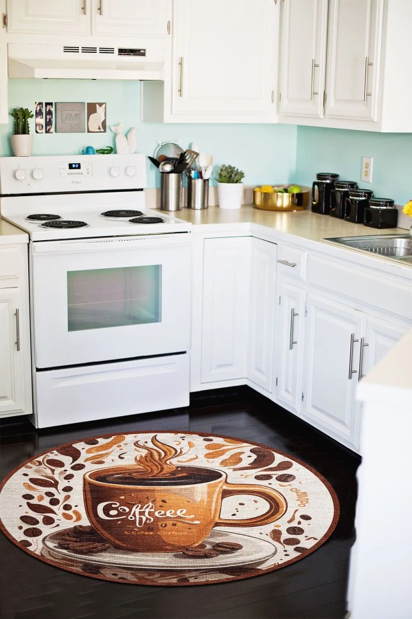 Cofs Kadife Yıkanabilir Kaymaz Pamuk Tabanlı Antibakteriyel Mutfak Halısı