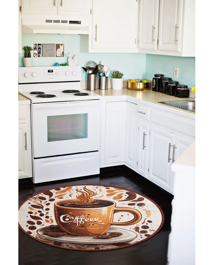 Cofs Kadife Yıkanabilir Kaymaz Pamuk Tabanlı Antibakteriyel Mutfak Halısı