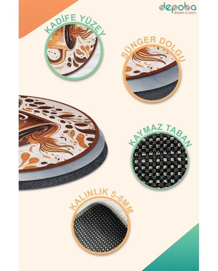 Cofs Kadife Yıkanabilir Kaymaz Pamuk Tabanlı Antibakteriyel Mutfak Halısı