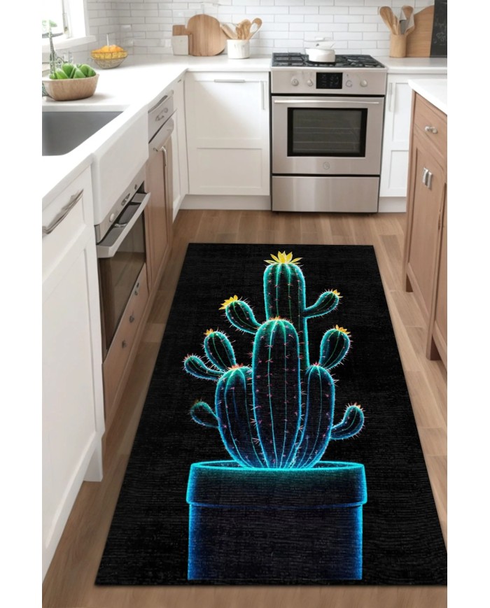 Kaste Kadife Yıkanabilir Kaymaz Pamuk Tabanlı Antibakteriyel Mutfak Halısı