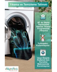 Kaste Kadife Yıkanabilir Kaymaz Pamuk Tabanlı Antibakteriyel Mutfak Halısı