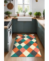 Krena Kadife Yıkanabilir Kaymaz Pamuk Tabanlı Antibakteriyel Mutfak Halısı