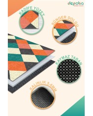 Krena Kadife Yıkanabilir Kaymaz Pamuk Tabanlı Antibakteriyel Mutfak Halısı