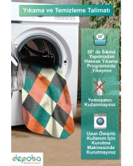 Krena Kadife Yıkanabilir Kaymaz Pamuk Tabanlı Antibakteriyel Mutfak Halısı