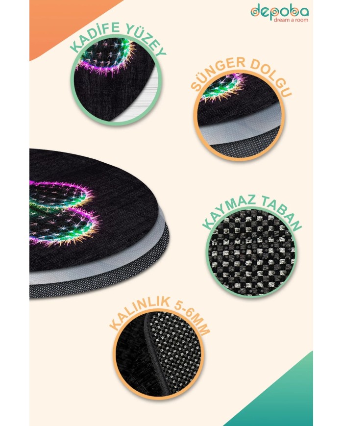 Teta Kadife Yıkanabilir Kaymaz Pamuk Tabanlı Antibakteriyel Mutfak Halısı