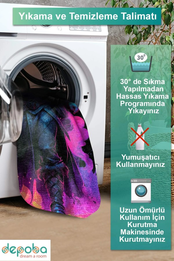 Alaz Kadife Antibakteriyel Yıkanabilir Kaymaz Pamuk Tabanlı Yolluk