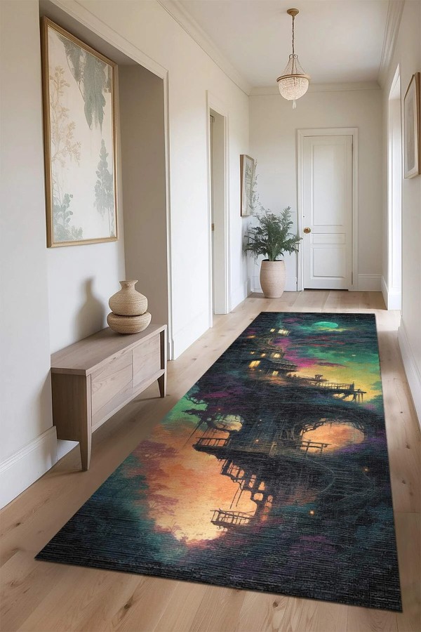 Chane Kadife Antibakteriyel Yıkanabilir Kaymaz Pamuk Tabanlı Yolluk