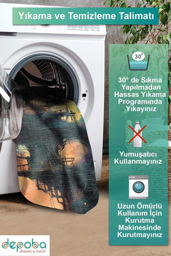 Chane Kadife Antibakteriyel Yıkanabilir Kaymaz Pamuk Tabanlı Yolluk