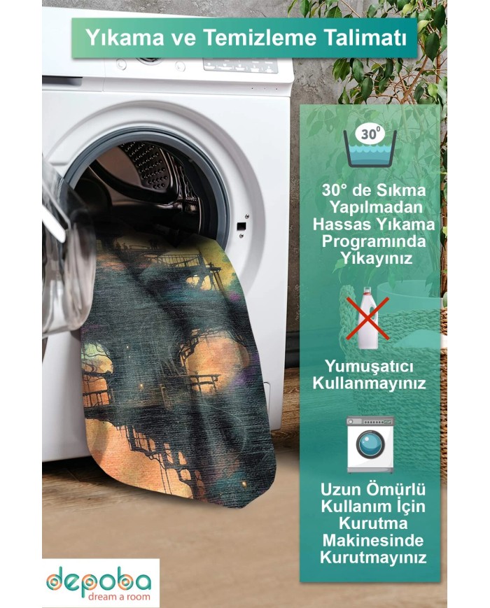 Chane Kadife Antibakteriyel Yıkanabilir Kaymaz Pamuk Tabanlı Yolluk