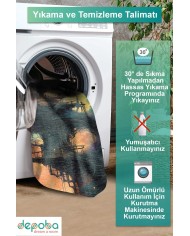 Chane Kadife Antibakteriyel Yıkanabilir Kaymaz Pamuk Tabanlı Yolluk