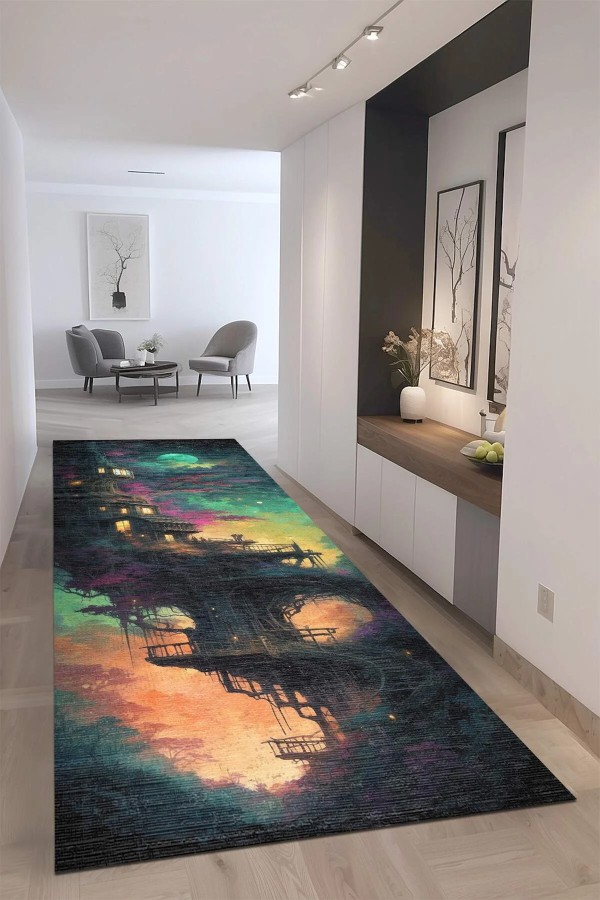 Chane Kadife Antibakteriyel Yıkanabilir Kaymaz Pamuk Tabanlı Yolluk