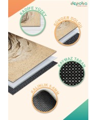 Mommy Kadife Antibakteriyel Yıkanabilir Kaymaz Pamuk Tabanlı Yolluk