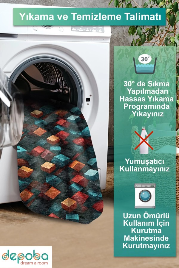 Puzs Kadife Antibakteriyel Yıkanabilir Kaymaz Pamuk Tabanlı Yolluk