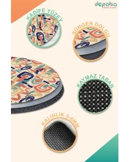 Coten Kadife Yıkanabilir Kaymaz Pamuk Tabanlı Antibakteriyel Yuvarlak Halı