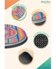 Eltise Kadife Yıkanabilir Kaymaz Pamuk Tabanlı Antibakteriyel Yuvarlak Halı