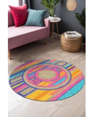 Eltise Kadife Yıkanabilir Kaymaz Pamuk Tabanlı Antibakteriyel Yuvarlak Halı