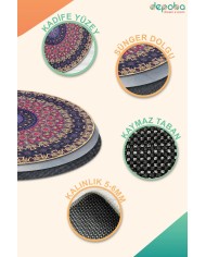 Setan Kadife Yıkanabilir Kaymaz Pamuk Tabanlı Antibakteriyel Yuvarlak Halı