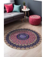 Setan Kadife Yıkanabilir Kaymaz Pamuk Tabanlı Antibakteriyel Yuvarlak Halı