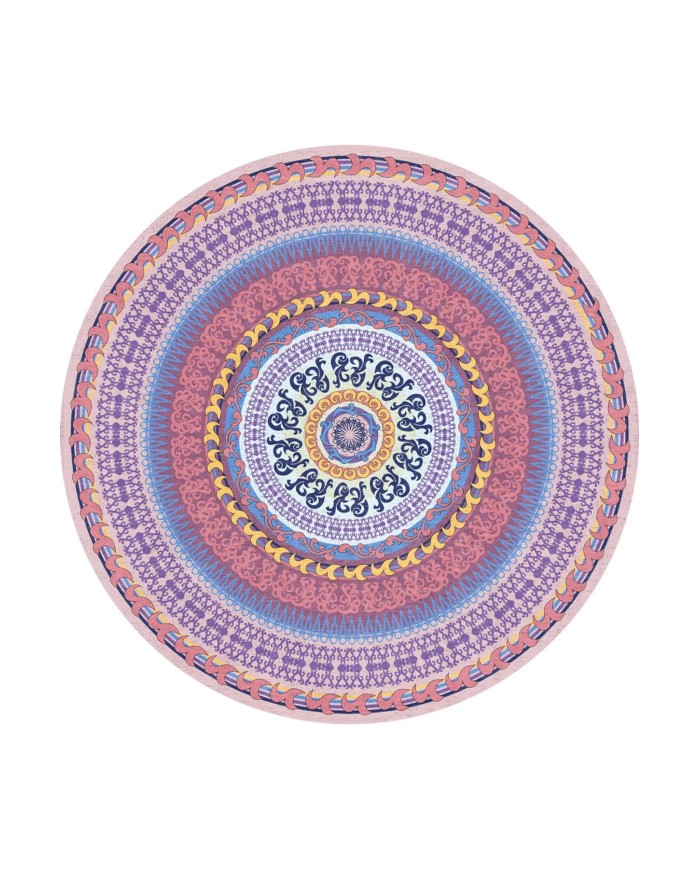 Yelva Kadife Yıkanabilir Kaymaz Pamuk Tabanlı Antibakteriyel Yuvarlak Halı