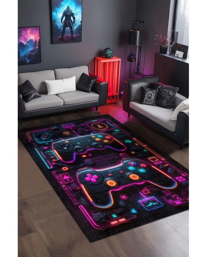 Ares Oyuncu Odası Halısı Kadife Kaymaz Pamuk Tabanlı Yıkanabilir Antibakteriyel Gamer