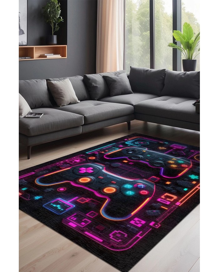Ares Oyuncu Odası Halısı Kadife Kaymaz Pamuk Tabanlı Yıkanabilir Antibakteriyel Gamer