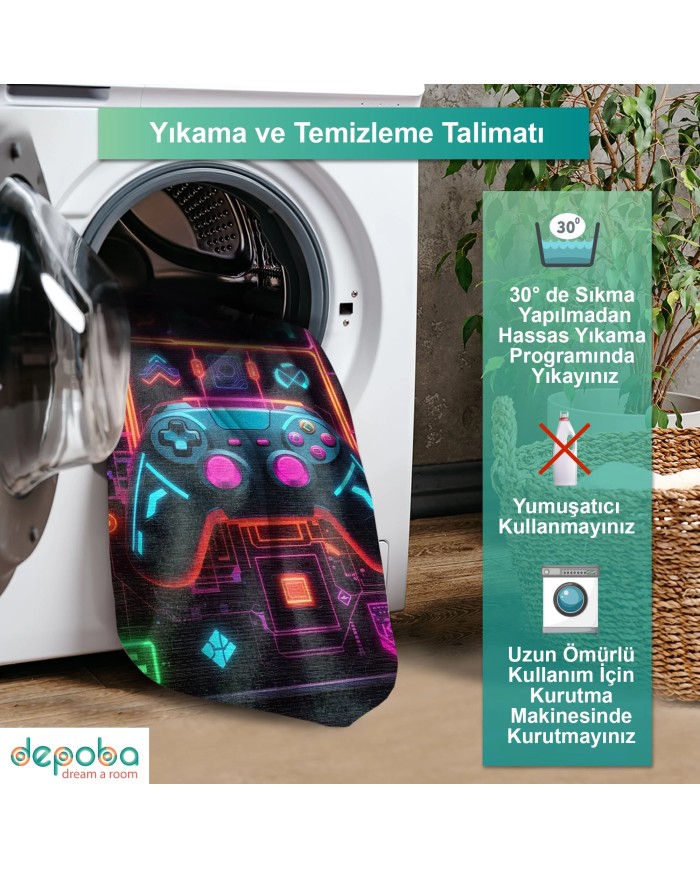 Nolane Oyuncu Odası Halısı Kadife Kaymaz Pamuk Tabanlı Yıkanabilir Antibakteriyel Gamer