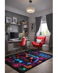 Penra Oyuncu Odası Halısı Kadife Kaymaz Pamuk Tabanlı Yıkanabilir Antibakteriyel Gamer