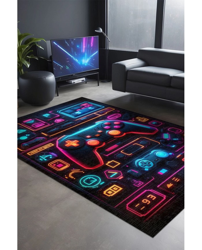 Penra Oyuncu Odası Halısı Kadife Kaymaz Pamuk Tabanlı Yıkanabilir Antibakteriyel Gamer