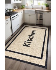 Henas Kadife Yıkanabilir Kaymaz Pamuk Tabanlı Antibakteriyel Mutfak Halısı